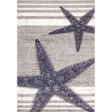 Contemporary Starfishes Stripes Blue Gray Soft Area Rugs