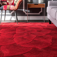 Premium Handmade Red Floral Wool Soft Area Rugs