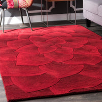 Premium Handmade Red Floral Wool Soft Area Rugs