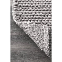 Handmade Braided Wool Grey Area Rug