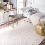 Handmade Braided Wool Off-white Soft Area Rugs