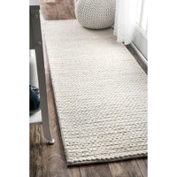 Handmade Braided Wool Off-white Soft Area Rugs