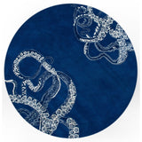 Handmade Wool Silk Octopus Pattern Navy Soft Area Rugs