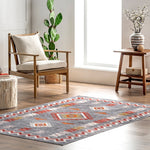 Jayde Machine Washable Southwestern Diamond Area Rug