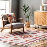 Jayde Machine Washable Southwestern Diamond Area Rug