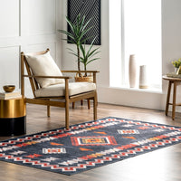 Jayde Machine Washable Southwestern Diamond Area Rug