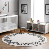 Kids Washable Round Alphabet Rug