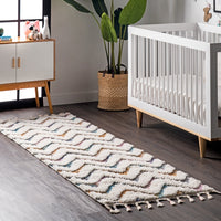 Geometric Rumi High-Low Chevron Tassel Area Rug