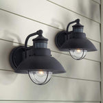 Oberlin Black Finish Motion Sensor Outdoor Barn Wall Lights Set of 2