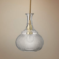 Oliva 6 1/2" Wide Clear Glass with Brass Mini Pendant