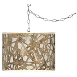 Organic Nest Giclee Brushed Silver Plug-In Swag Pendant