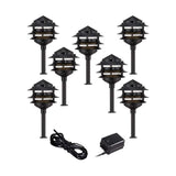 Pagoda Black 9-Piece LED Complete Outdoor Landscape Lighting Set