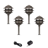 Pagoda Bronze 6-Piece Modern LED Landscape Path Light Set