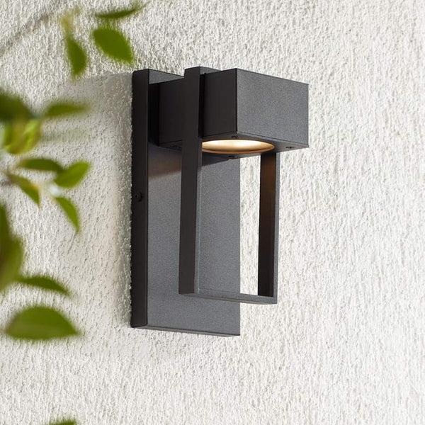 Pavel 9 1/2" High Textured Black Modern LED Outdoor Wall Light