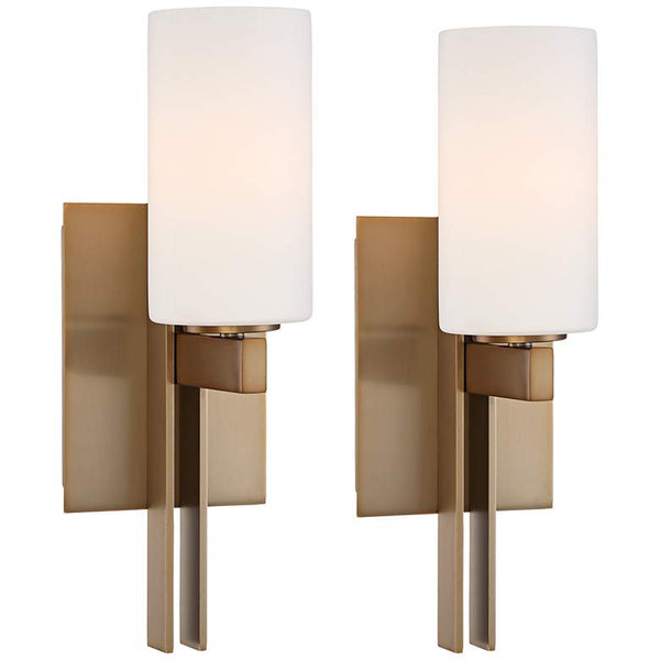 Possini Euro Ludlow 14" High Burnished Brass Wall Sconce Set of 2