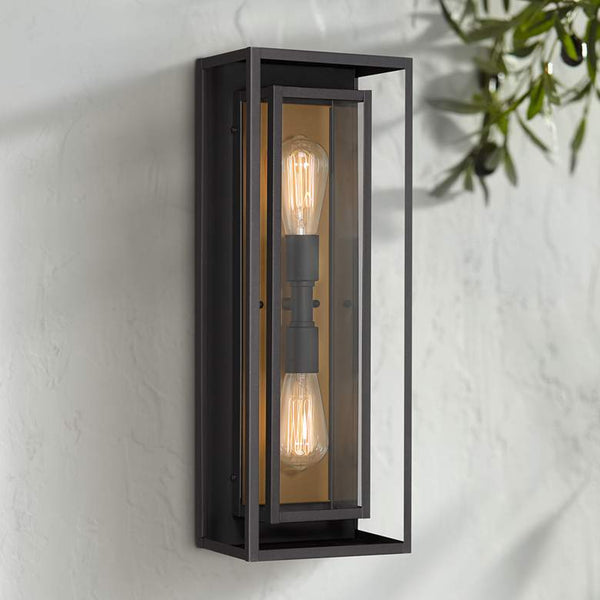 Possini Euro Metropolis 22" High Black and Gold Outdoor Wall Light