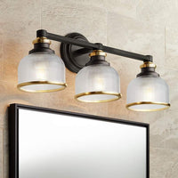 Poway 24"W Bronze and Glass 3-Light Bath Light