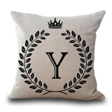 Crown Letter Throw Pillow Cushion Covers