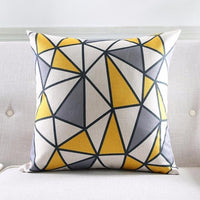 Yellow Grey Geometric Cushion Cover