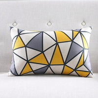 Yellow Grey Geometric Cushion Cover