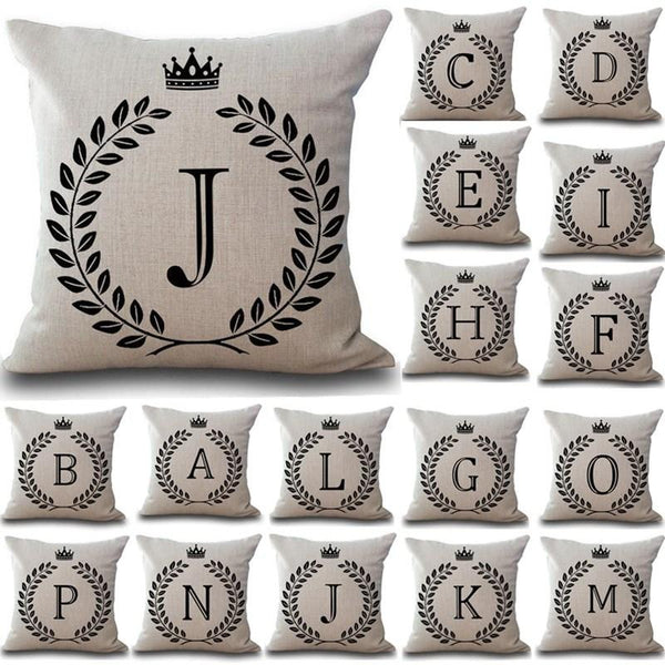 Crown Letter Throw Pillow Cushion Covers