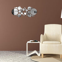 Silver Circle Mirror Wall Decal Stickers