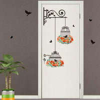 Birdcage Flower Flying Wall Stickers Vinyl Wall Decals