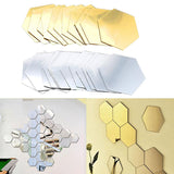 Hexagon Acrylic Mirror 3D Wall Decal Stickers 12Pcs