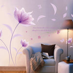 Romantic Purple flowers DIY Wall Sticker Decals Wallpaper