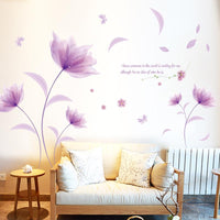 Romantic Purple flowers DIY Wall Sticker Decals Wallpaper