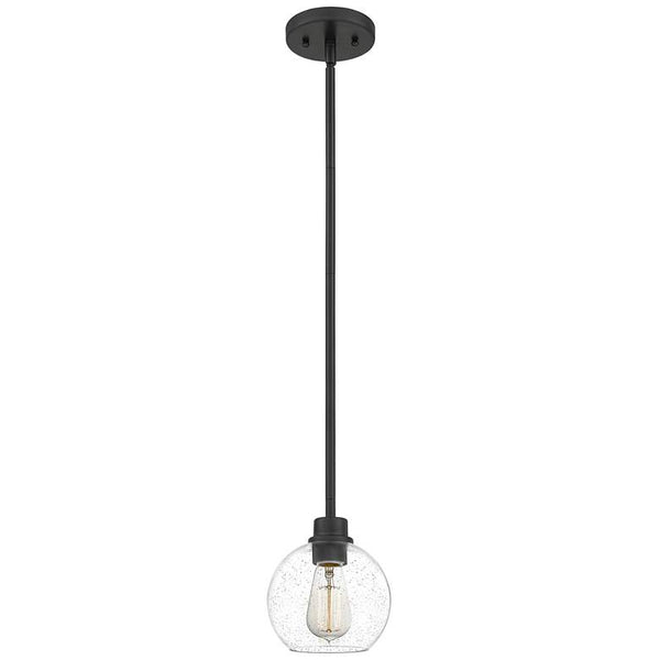 Quoizel Pruitt 6.5" Wide Matte Black Nickel Seeded Glass Mini Pendant