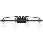 Ravella 33 1/4" Wide Black and Brass 4-Light Modern Vanity Bath Light