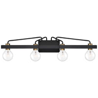 Ravella 33 1/4" Wide Black and Brass 4-Light Modern Vanity Bath Light