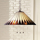 Robert Louis Tiffany Feather 21" Wide Plug-In Swag Pendant