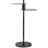 Starr Black Floor Lamp with 2-Tier Swivel Tables and USB Ports