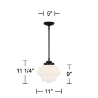 Tyce 11" Wide Black Schoolhouse Opal Glass Mini Pendant