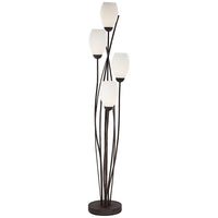 Jareth Black Metal and White Glass Tulip 4-Light Floor Lamp