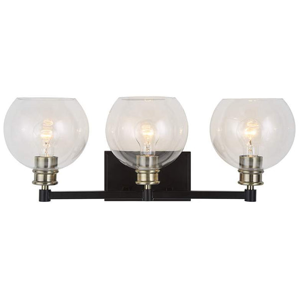 Uttermost Kent 24.75-in Wide Black and Brass 3 Light Vanity