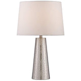 Silver Leaf Hammered Metal Cylinder Table Lamp